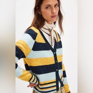 NWT Free People School Girl SoftSpun Striped Cardigan Sweater
